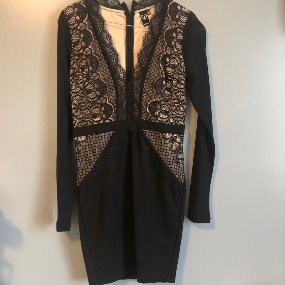 Black and Beige Long Sleeve Dress Worn Once!